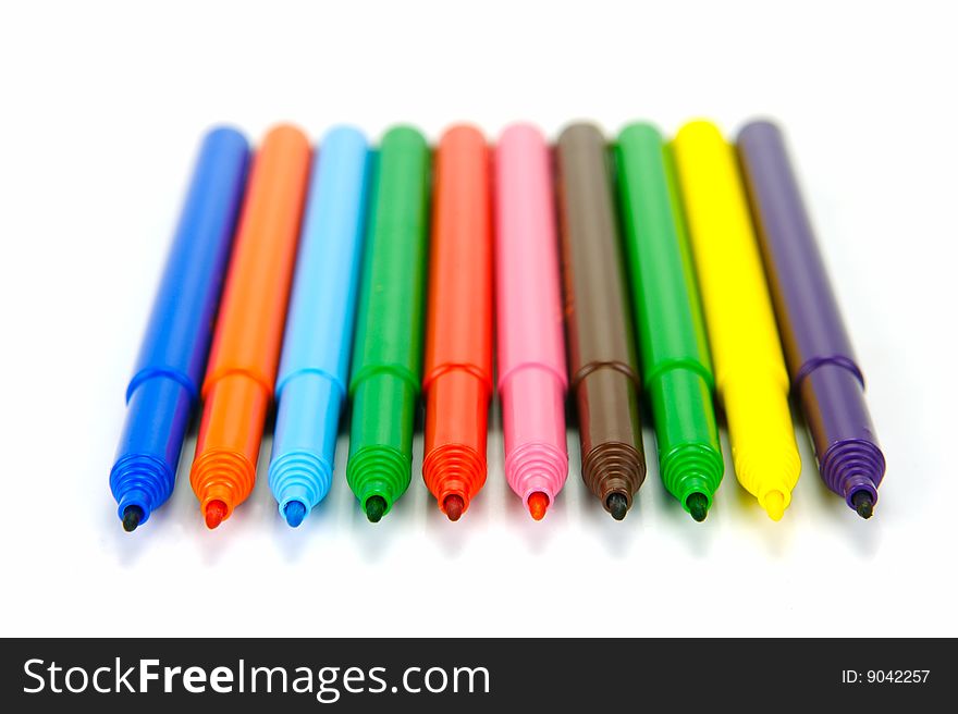 Marker pens isolated against a white background. Marker pens isolated against a white background