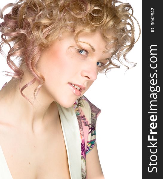 Close-up portrait of a beautiful sexy woman with professional hair-style