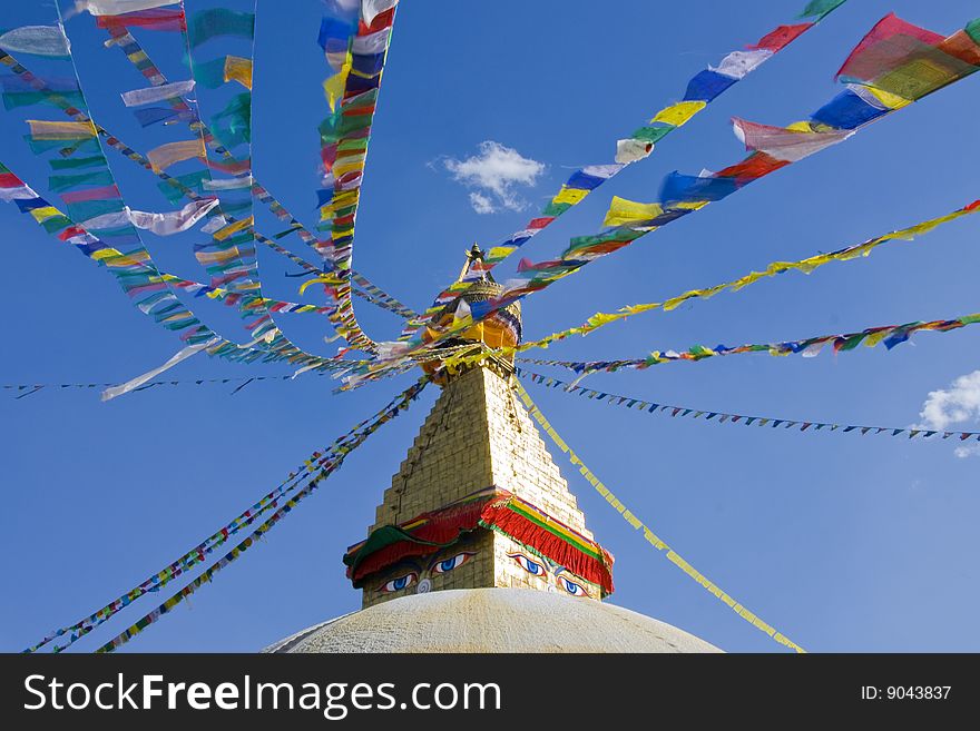 The World Heritage Swayambhunath Buddhist temple in Kathmandu Nepal. The World Heritage Swayambhunath Buddhist temple in Kathmandu Nepal