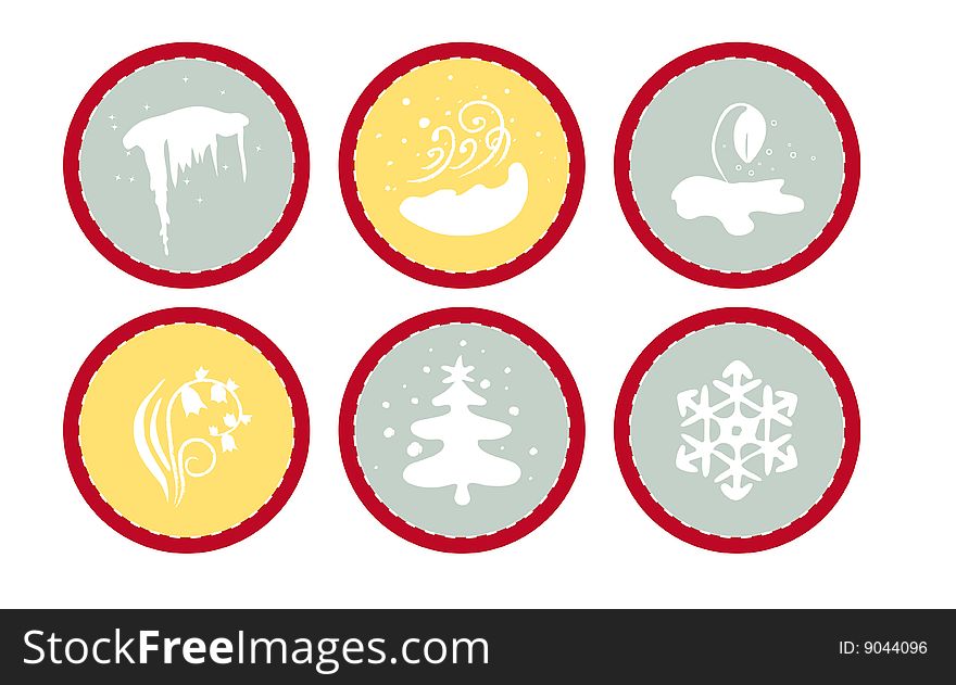 Round pictograms of a weather, different time of year. Round pictograms of a weather, different time of year