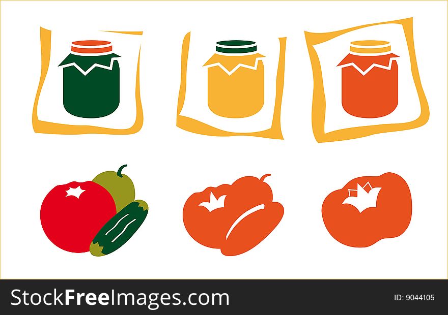 Stylish icons of food, vegetaables, stocks