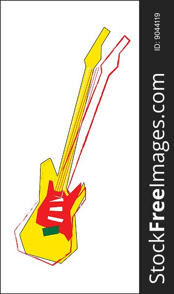 Stylish color guitar, icon of a music instrument