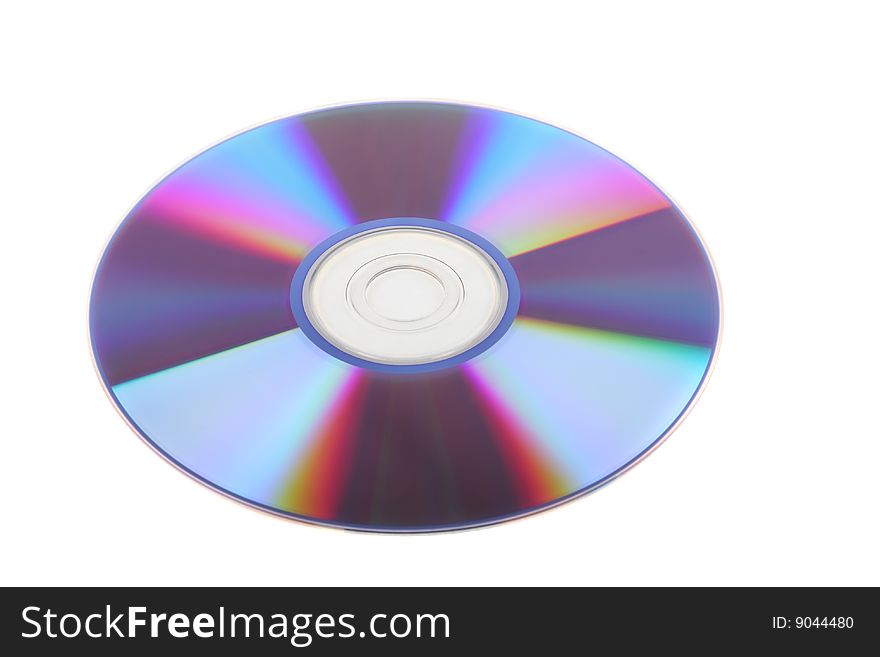 Single DVD over white with focus on its center