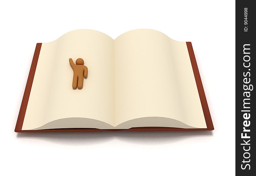 Blank pages book with brown cover and a character. Blank pages book with brown cover and a character