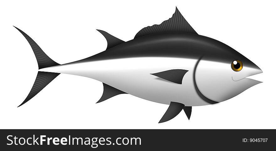Tunny fish illustration label emblem