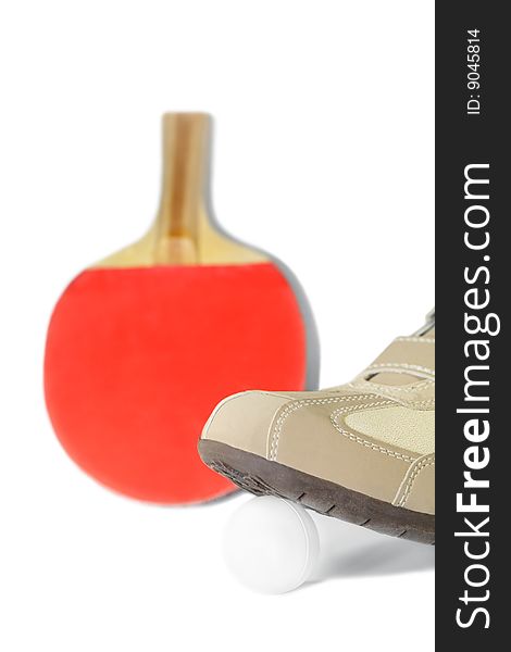 Racket,ball,shoes-all for table-tennis. Racket,ball,shoes-all for table-tennis