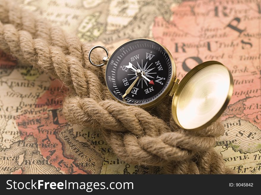 Old Compass And Rope