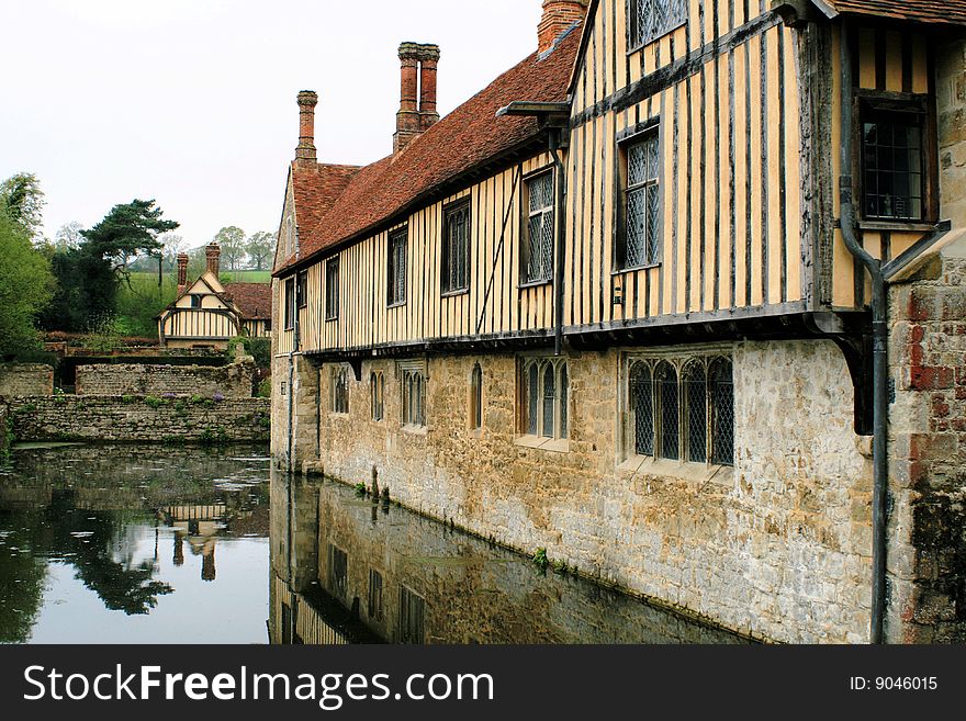 Medieval Manor House with moat in Kent. Medieval Manor House with moat in Kent