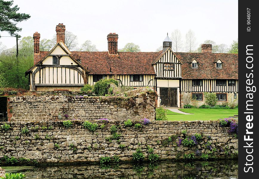Medieval Manor House with moat in Kent. Medieval Manor House with moat in Kent