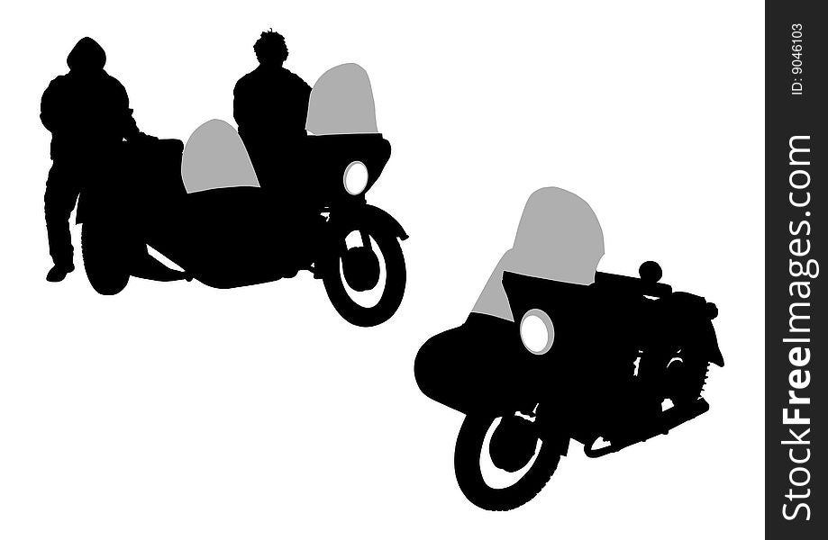 Vector image of motocyclists. Silhouette on white background. Saved in the eps to Illustrator 8. Vector image of motocyclists. Silhouette on white background. Saved in the eps to Illustrator 8.