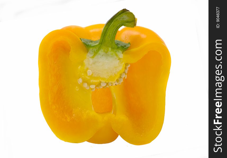 Half of pepper  isolated on a white background