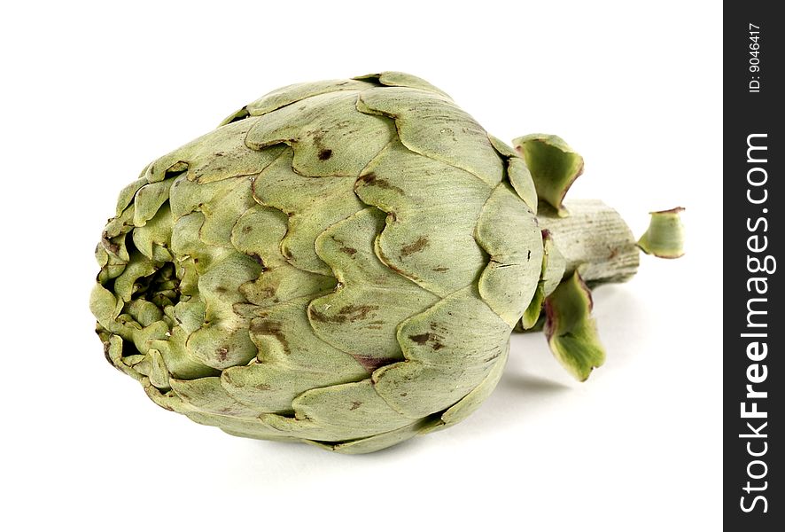 Artichoke seen face on a white background. Artichoke seen face on a white background