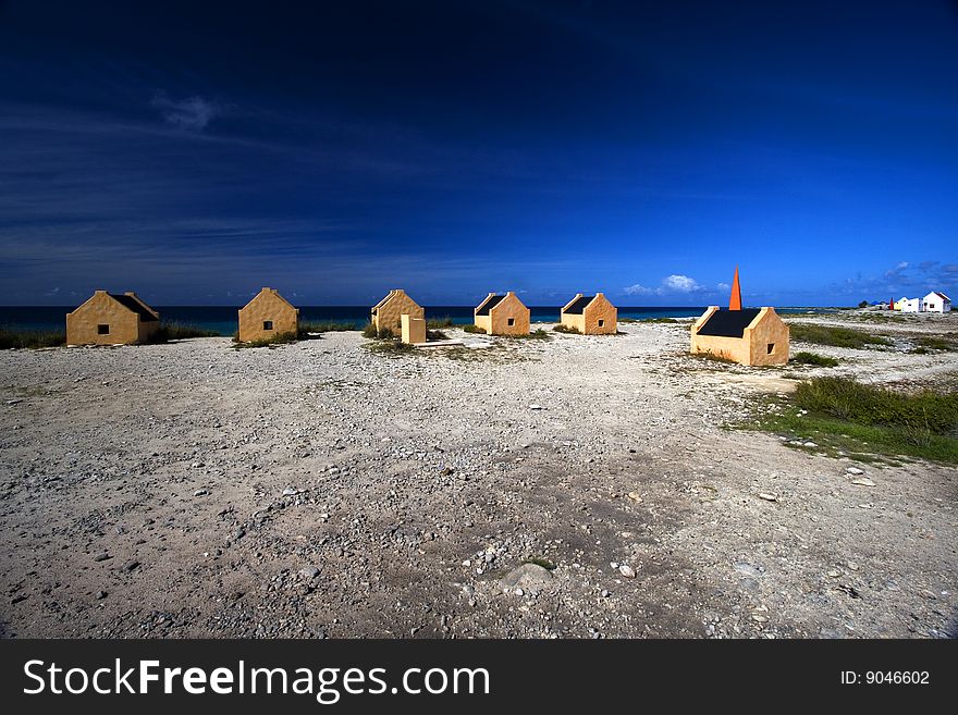 Historic slave huts on the island of Bonaire. Historic slave huts on the island of Bonaire