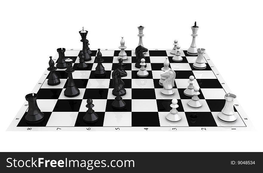 3D high quality rendered chess isolated on white. 3D high quality rendered chess isolated on white
