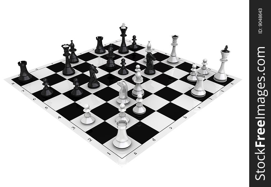3D high quality rendered chess isolated on white. 3D high quality rendered chess isolated on white