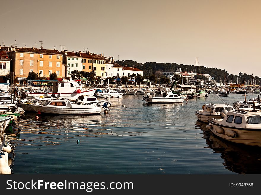 View of harbour in rovinj, croatia