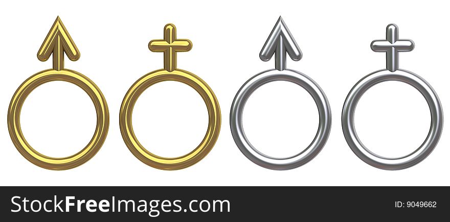 Male and female symbols on a white background