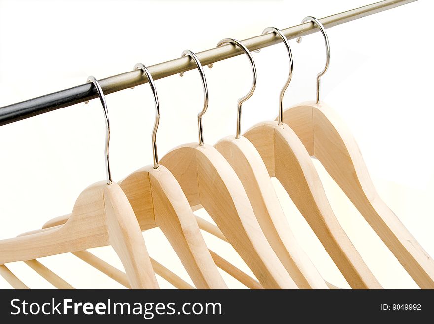 A row of empty coathangers
