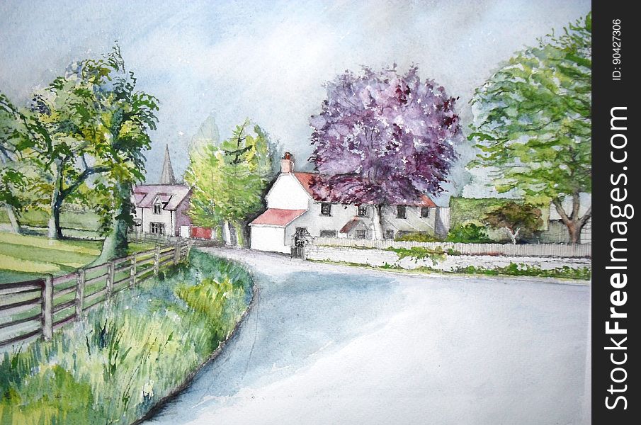 Cottage Unframed Watercolour 42cm x 28cm approx www.theartroomtelford.co.uk/page96.html
