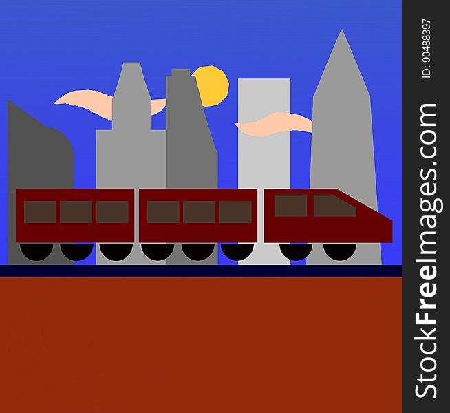 Tren, paisaje y ciudad. Ver esta ilustraciÃ³n en: Pixabay, Behance City, train and landscape.