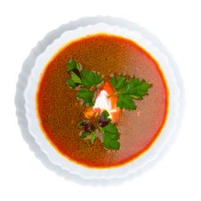 Soup From Beet With Sour Cream View From Above Stock Photography Soup From Beet With Sour Cream View From Above Stock Photography