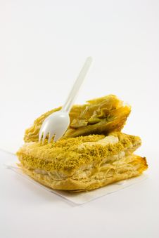 Pasty With Plastic Fork Royalty Free Stock Photography Pasty With Plastic Fork Royalty Free Stock Photography
