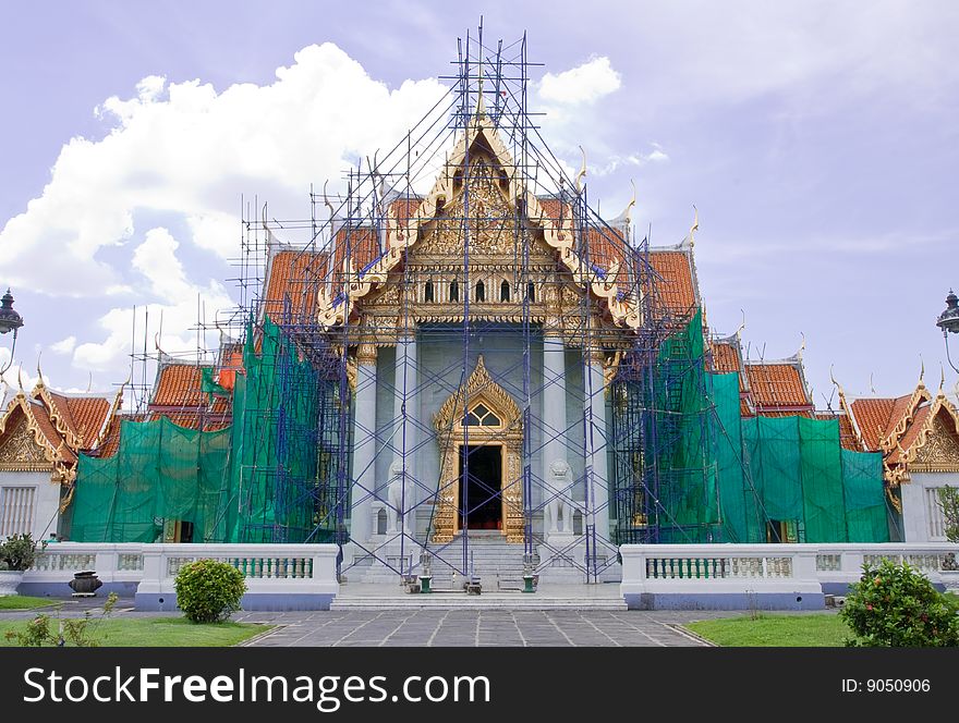 The repairing of marble church, Wat Benjamaborphit, Bangkok, Thailand. The repairing of marble church, Wat Benjamaborphit, Bangkok, Thailand