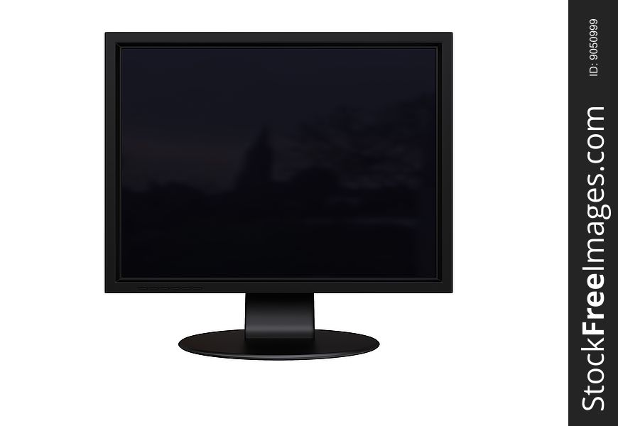3d rendered Black monitor isolated on white, with clipping paths.