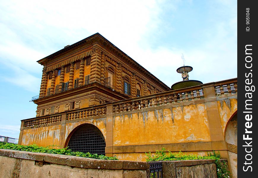 A wonderful glimpse of Pitti Palace in Florence viewed by Boboli Gardens