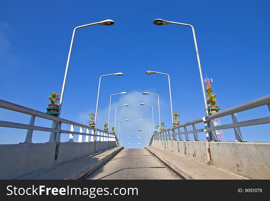Bridge and light pillars