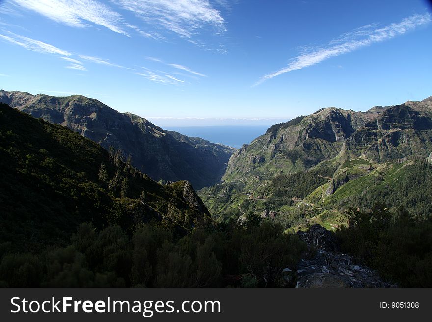 View into the Madeiras mountains. View into the Madeiras mountains