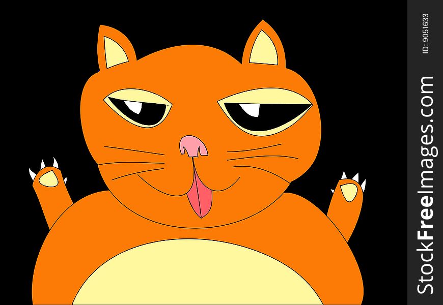 Vector illustration of a cartoon cat. Vector illustration of a cartoon cat