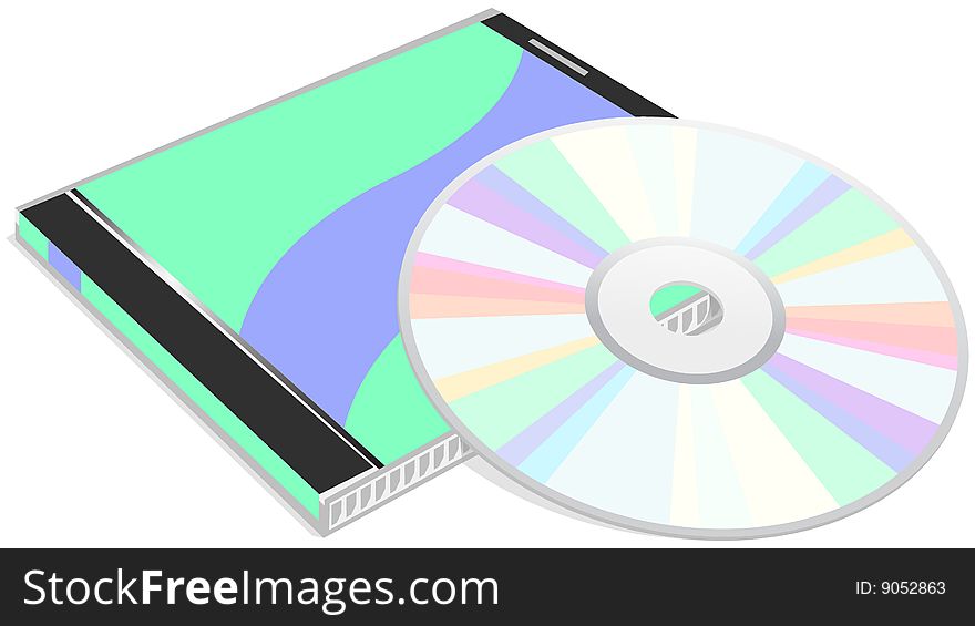 The vector image of CD of a disk with a box for storage. The vector image of CD of a disk with a box for storage.