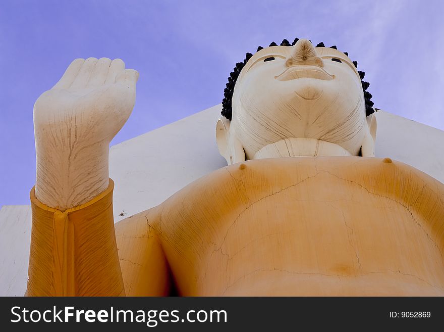 Standing Buddha image in Wat Yai, Pitsanulok province, Thailand
