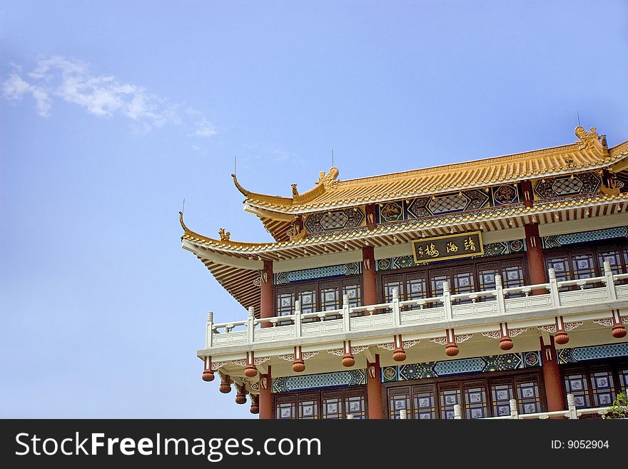 A Chinese building on blue sky