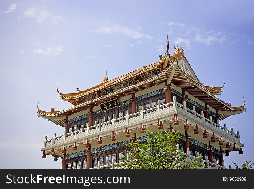 A Chinese building on blue sky