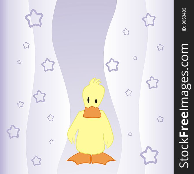 Yellow duck on star background