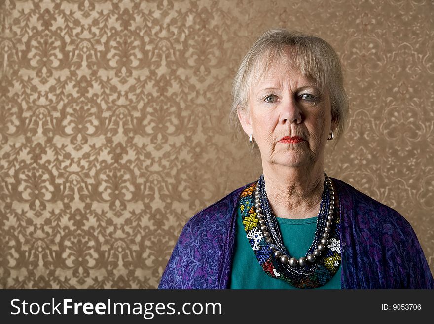 Closeup Portrait of an Eccentric Senior Lady. Closeup Portrait of an Eccentric Senior Lady