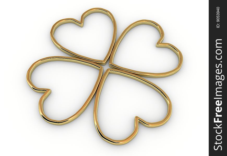 Lucky symbol formed with gold hearts