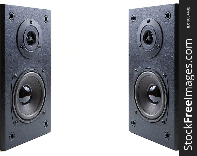 Two loudspeaker acoustics system. Isolated on white.