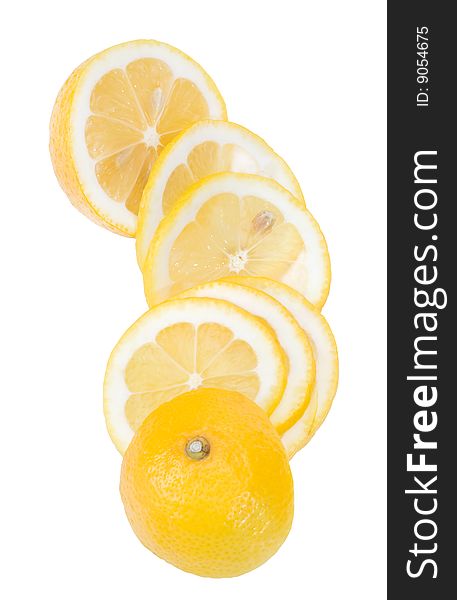 Cuted lemon on white background. Clipping path.