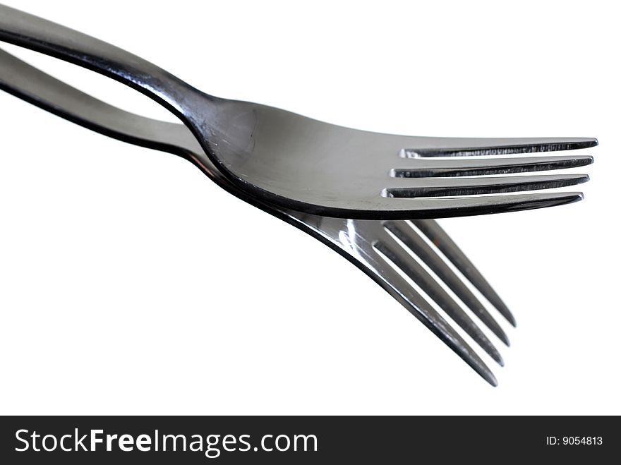 Pair of forks isolated on white background