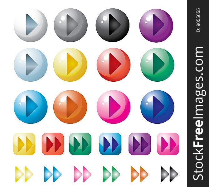 Set of colorful glassy web buttons