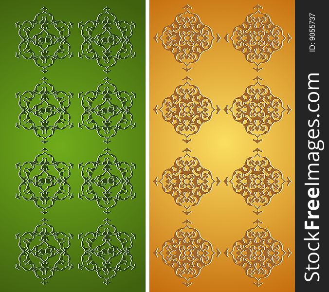 Traditional antique ottoman turkish tile illustration design raster set. Traditional antique ottoman turkish tile illustration design raster set