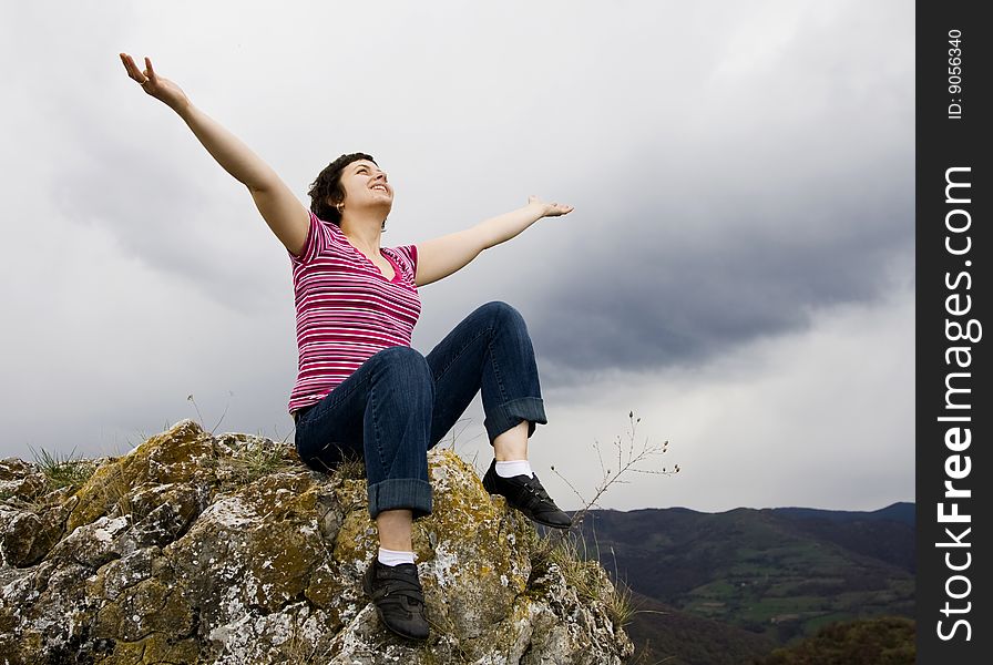 Young girl enjoying fresh air