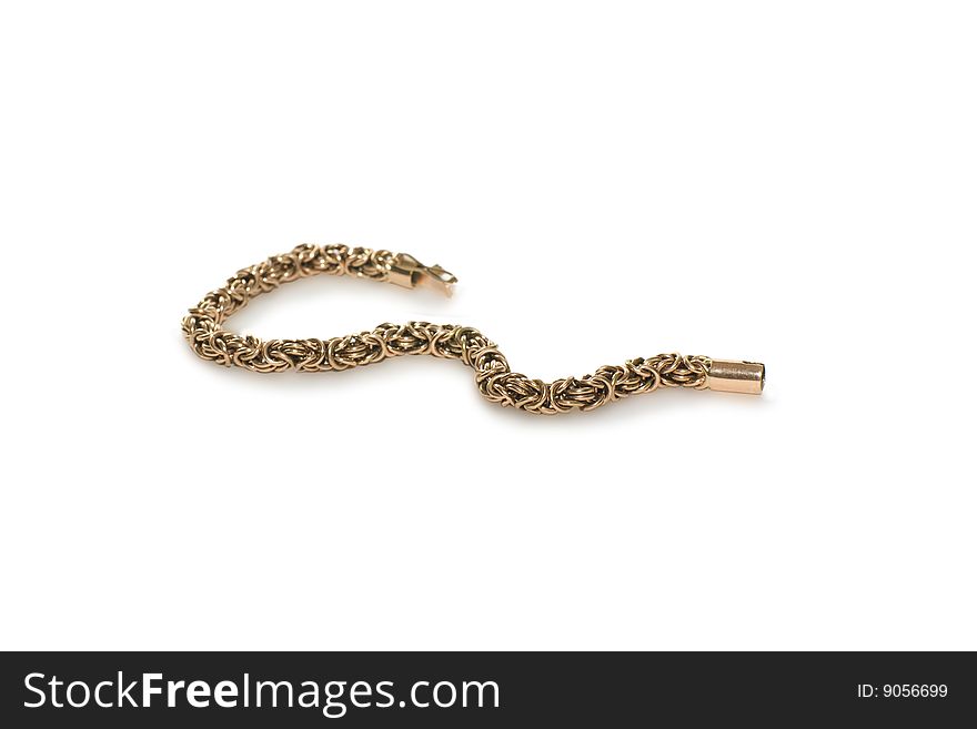 Gold byzantine chain isolated on the white background