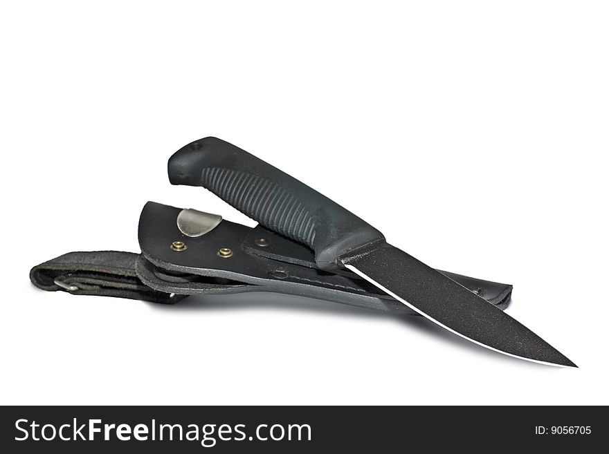 Ranger knife with scabbard isolated on the white background