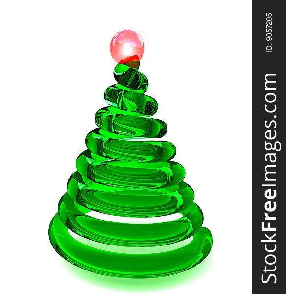 Christmas tree in smooth shiny glass. Christmas tree in smooth shiny glass