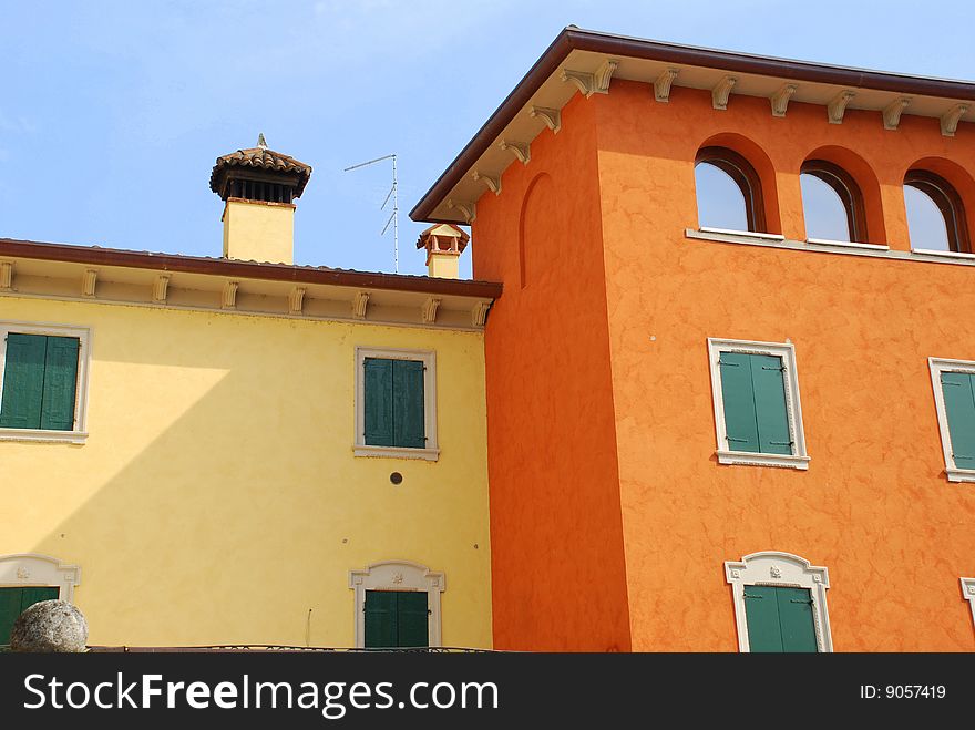 Buildings along Lake Garda in Italy. Buildings along Lake Garda in Italy.