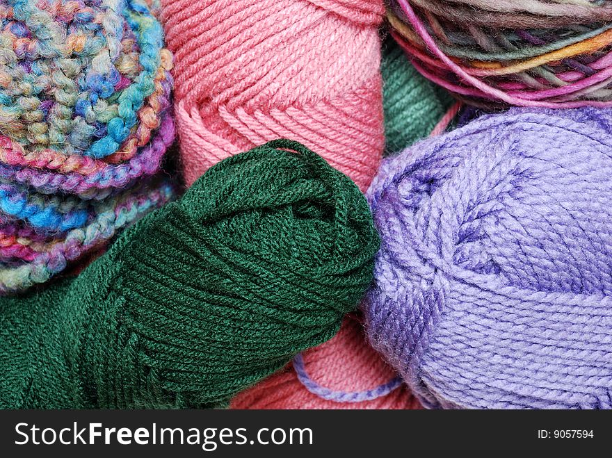 Closeup of colorful balls of yarn. Closeup of colorful balls of yarn